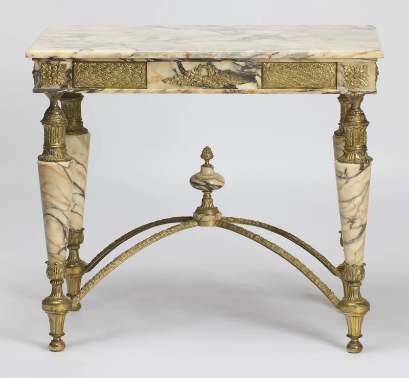 Gilt-metal mounted veined marble centre table