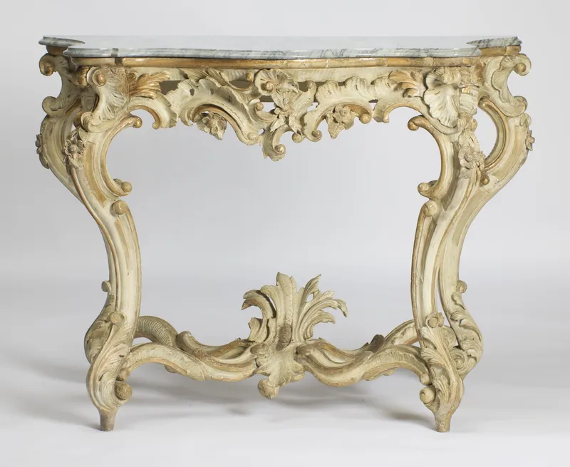Cream and Gilt Rococo Console Table