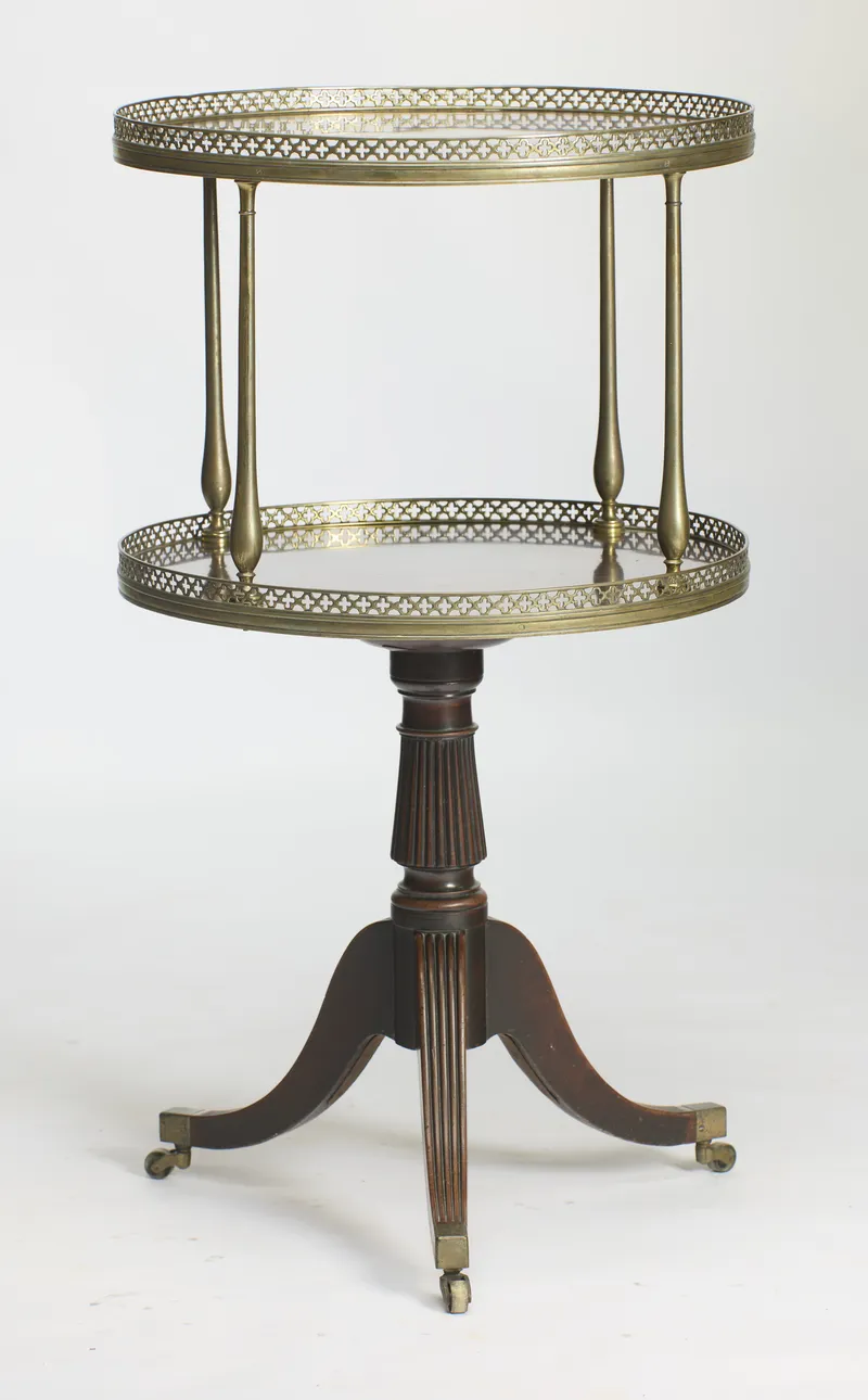 Two-Tier Oval Brass-Galleried Etagere